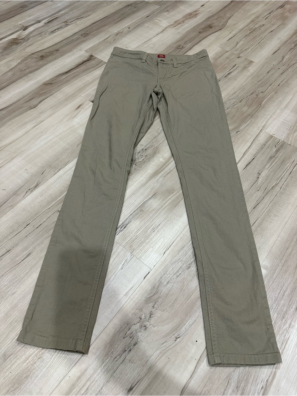 Dickies Women’s Khaki Straight Leg Work Pants Size 12 Beige Stretch Chino Casual